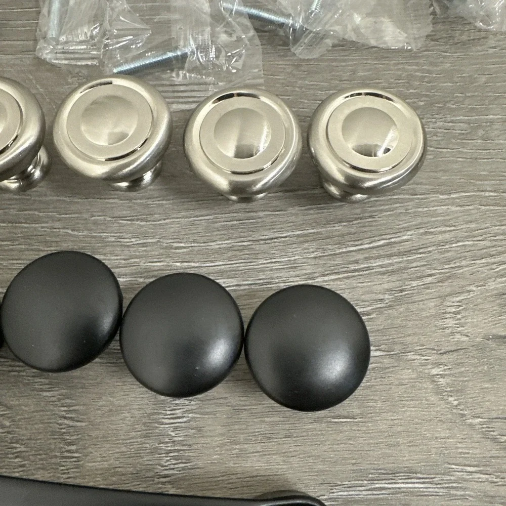 Lot Of 12 Cabinet‎ Handle Drawer Pulls Satin Nickel Plated Black Metal Cabinet